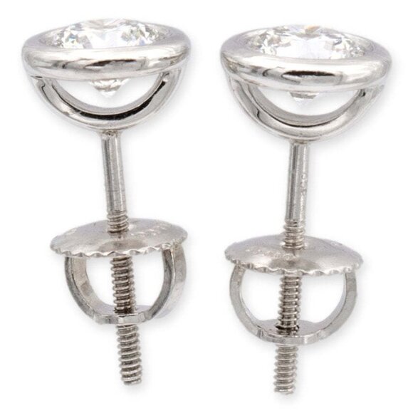 6,400 Tiffany & Co Platinum Diamond Stud Elsa Peretti Yard Bezel 0.56ct F VS1 - Picture 4 of 9